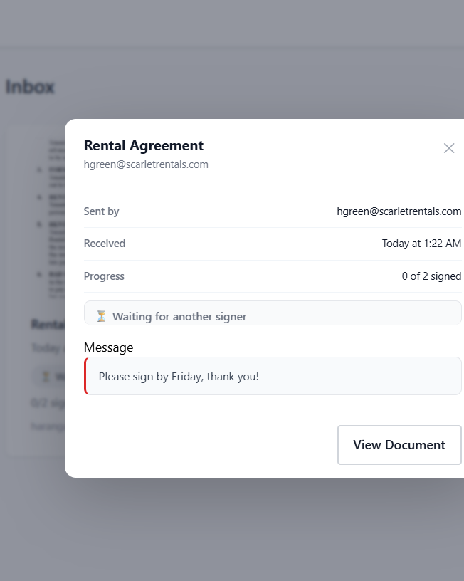 SignOfficial document workflow view
