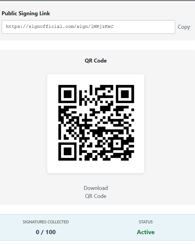 SignOfficial document management view